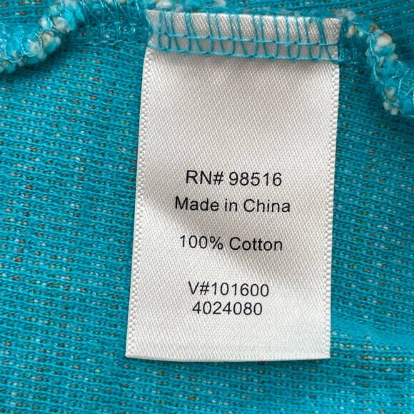 Coldwater Creek Bright Blue Aqua Multi Space Dye Zip Cardigan Sweater Jacket M - Picture 13 of 14